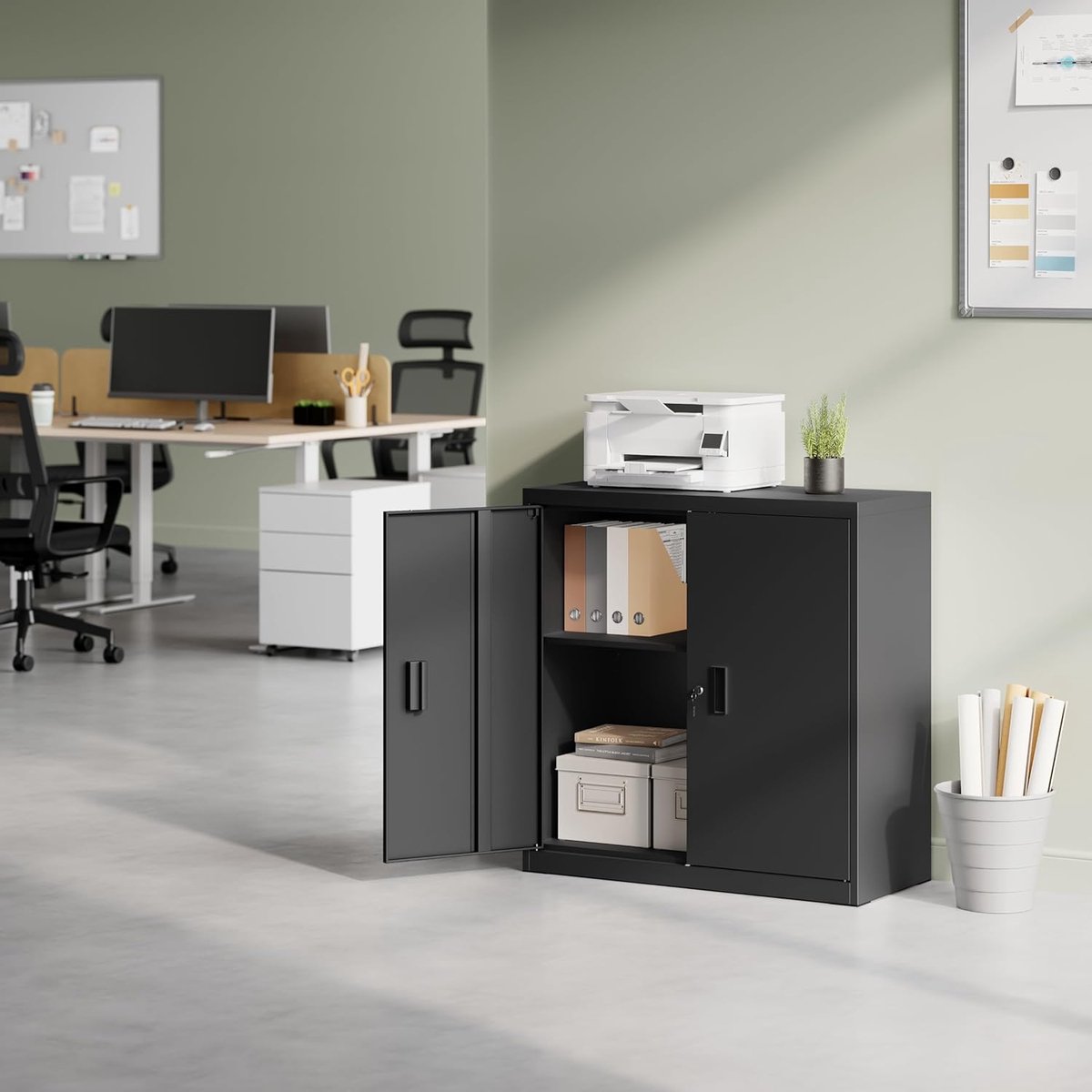 Opbergkast 90x92x40 cm - Zwart - Medahomestore