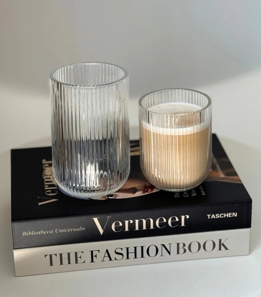 Zoha Crystal Glas Set – 2 stuks – 280 ml – Geribbeld Design – Luxe Drinkglazen