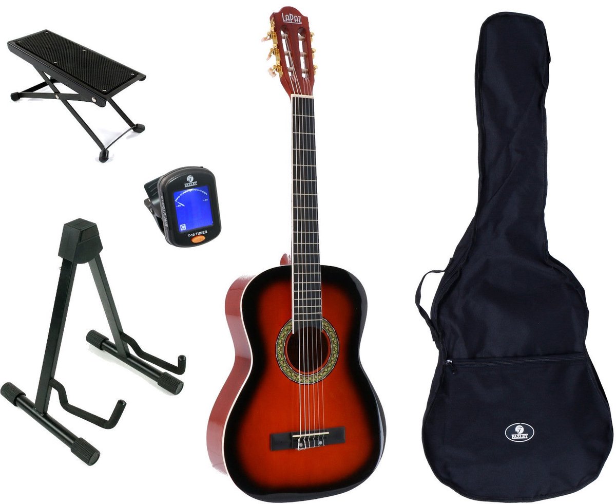 LaPaz 002 SB klassieke gitaar 3/4-formaat sunburst + accessoires