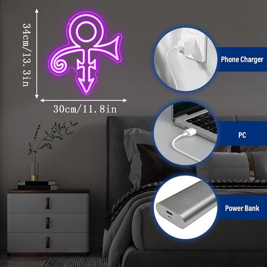 Daity 1 stuk - LED-neonlamp, geschikt voor wanddecoratie, gevoed via USB, ideaal voor slaapzalen, privéruimtes voor mannen, bars, muziekstudio's, feesten en verjaardagscadeaus (29,5 * 33,5 cm). van Merkloos — afbeelding 3