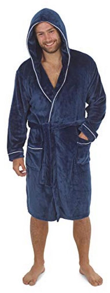 Heren Badjas van Fleece met Capuchon en Zakken - Warme en Zachte Pluizige Kleding
