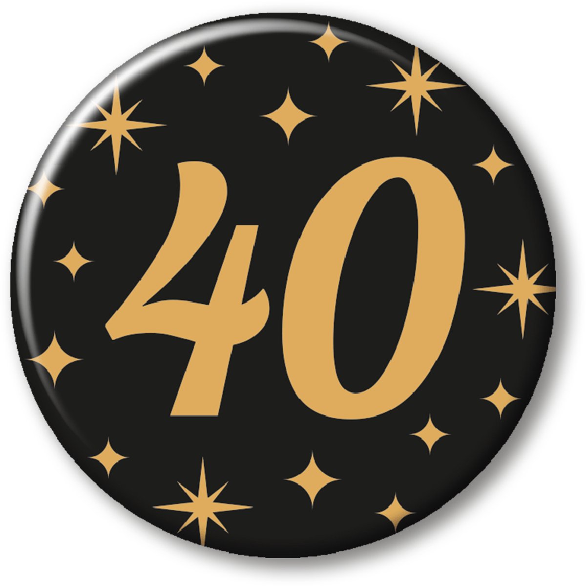 Q2P - 40 Jaar Rozet - Verjaardag Versiering - Zwart & Goud - Feest - Buttons - Rosette