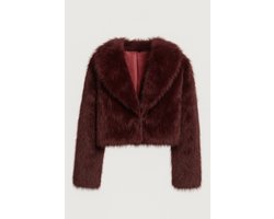 HS Faux Fur Damesjas Bordeaux - One Size - Wintertrend 2025