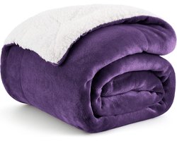 Extra Dikke Warme Deken 150×200 cm – Superzachte XL Bank- en Woonkamerdeken – Omkeerbare Sofadeken – Donkerpaars