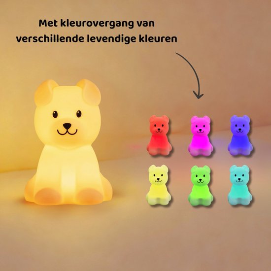 Babiem® Bibi - Nachtlampje - Nachtlamp Kinderen - Nachtlampjes Baby - Babykamer - Touch Dimbaar - 5 Standen - Oplaadbaar - Hond van Babiem — afbeelding 4