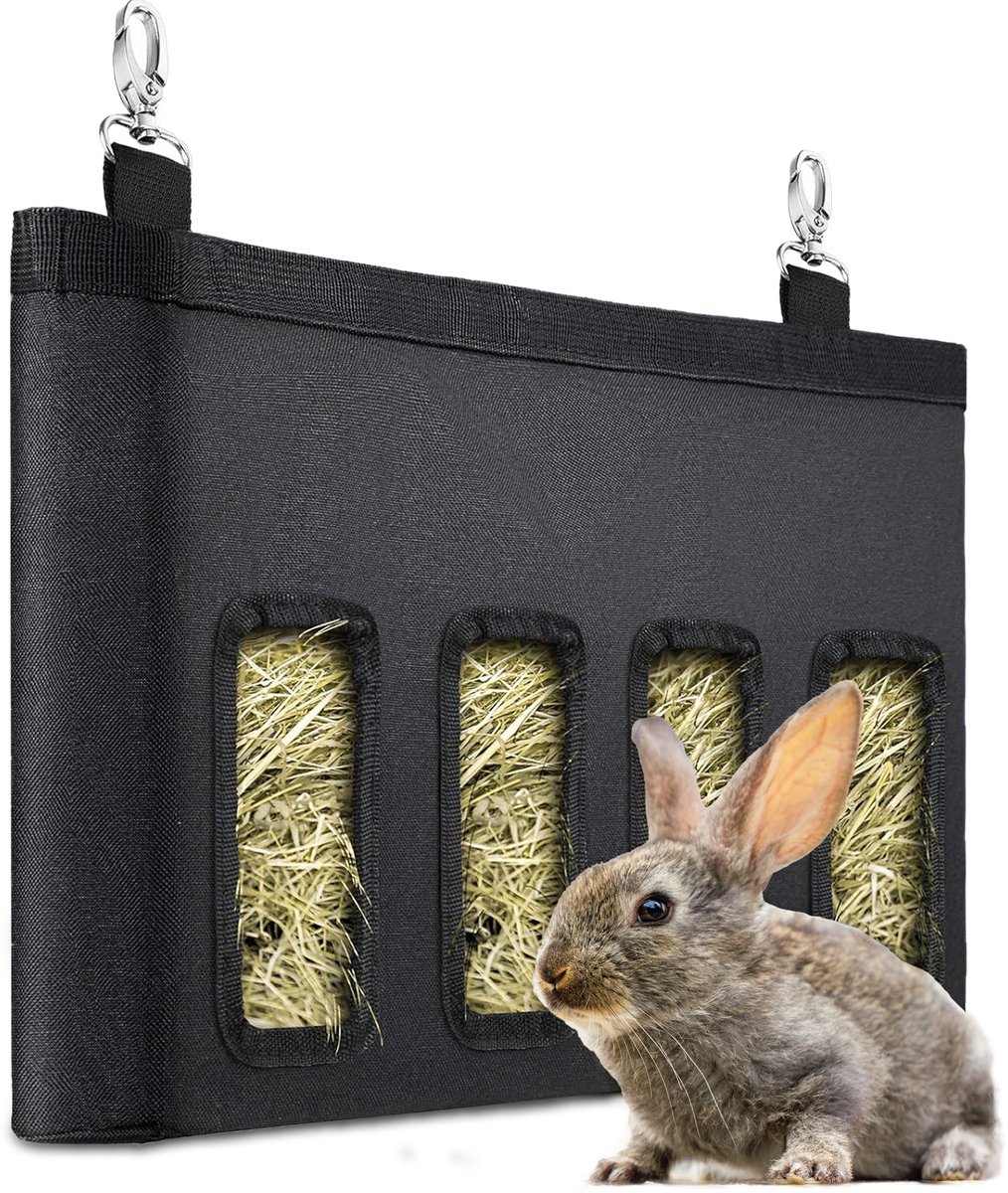 Naleo® Hooiruif Knaagdieren - 4 Gaten - Hooruif Konijn - Hooruif Cavia - Hooiruif - Hooizak - Hooitas - Hooinet - Hooihouder - Stoffen Hooiruif Met Haakjes - Voorkomt Verspilling