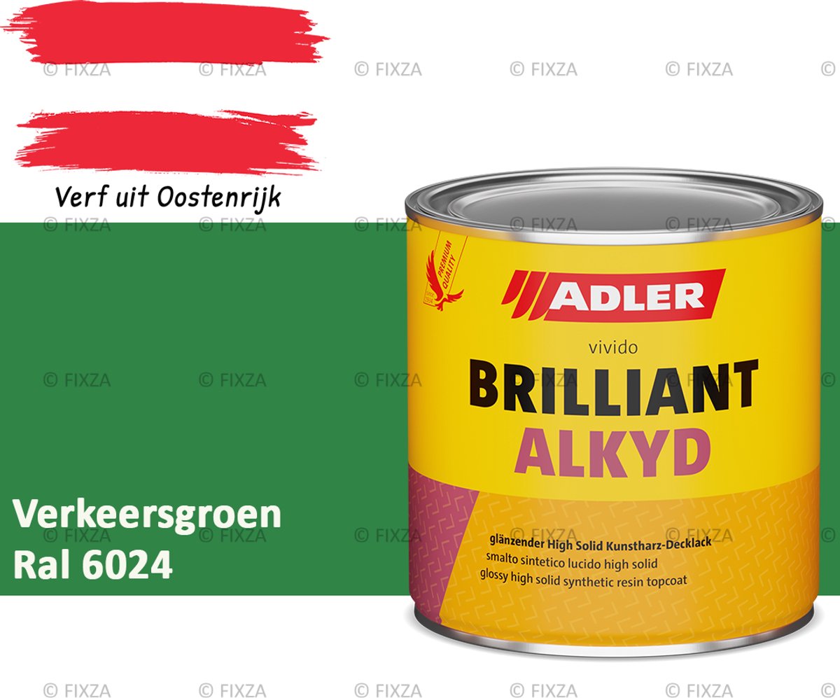 ADLER Brilliantalkyd Kunstharzlack Hoogglans – Verkeersgroen – Weerbestendige Lak voor Hout & Metaal Binnen en Buiten – Krasvast, Aromatenvrij, Sneldrogend – 375 ml