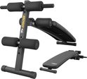 Zwart trainingsbank frame met schuimrolkussens en een verstelbare, zwarte zitting.