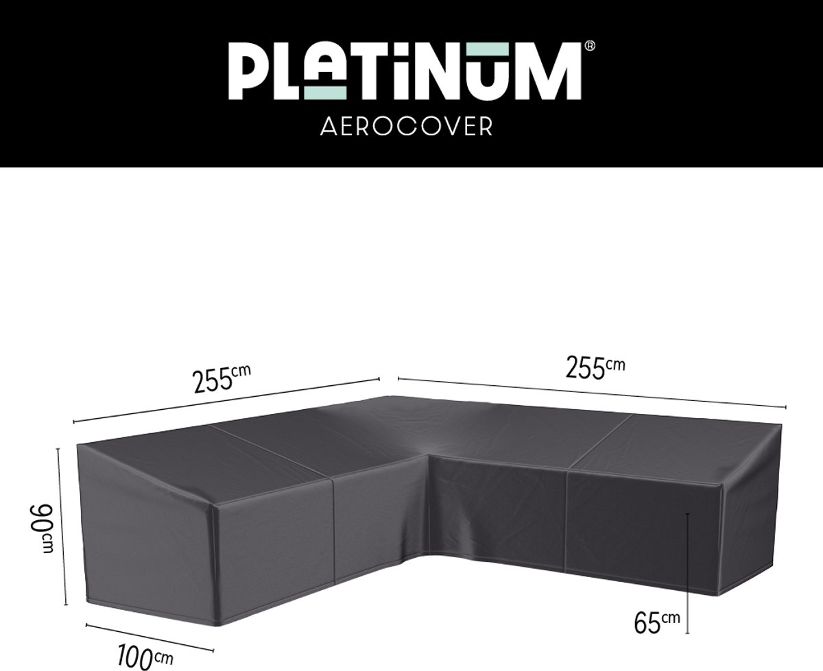Platinum AeroCover - Loungebankhoes L-vorm - 255x255x100xH65/90cm - Ademend - Waterproof - Hoge kleurechtheid Grijs