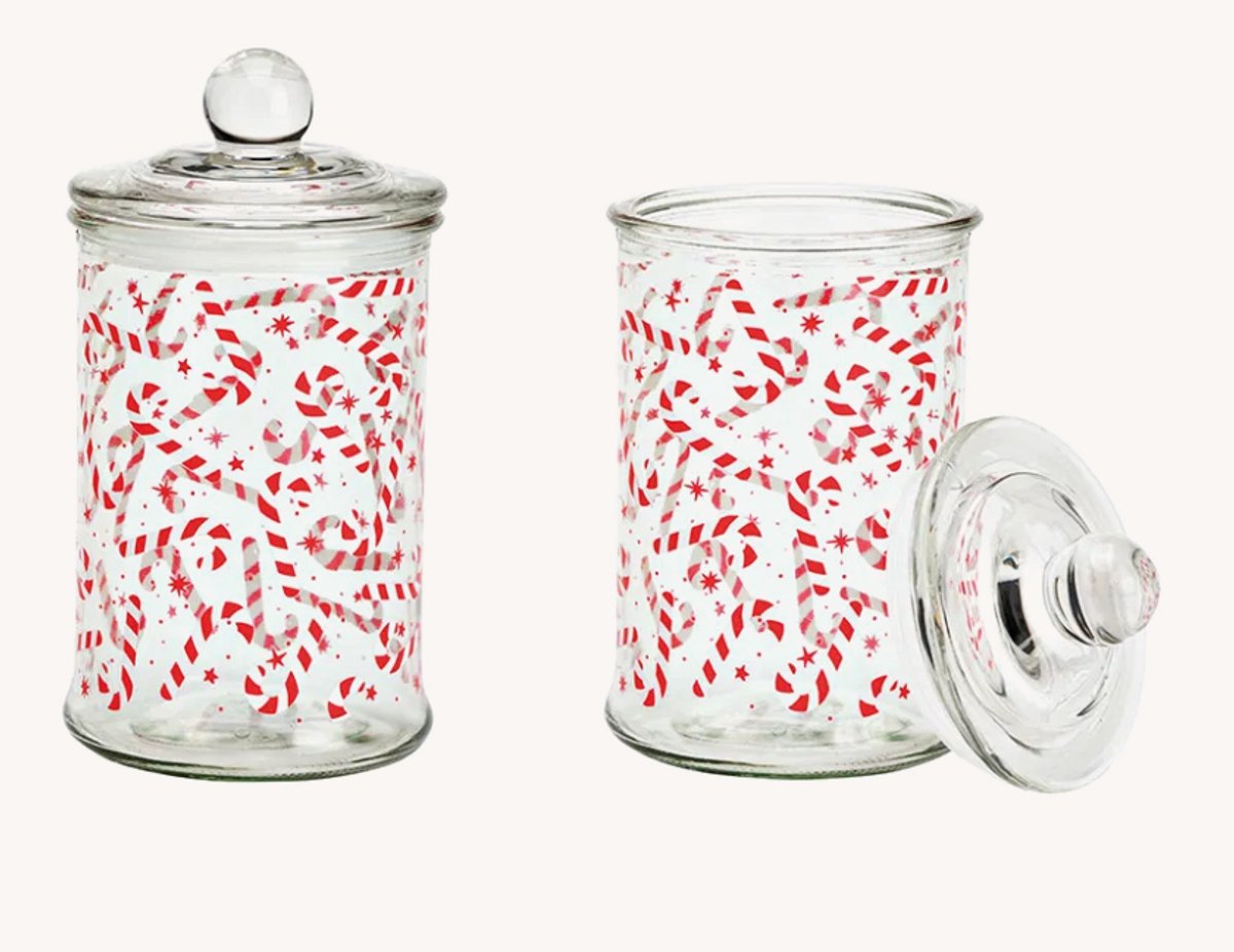 Voorraadpot zuurstokmotief van glas transparant, (B/H/D) 10x19x10cm 600ml