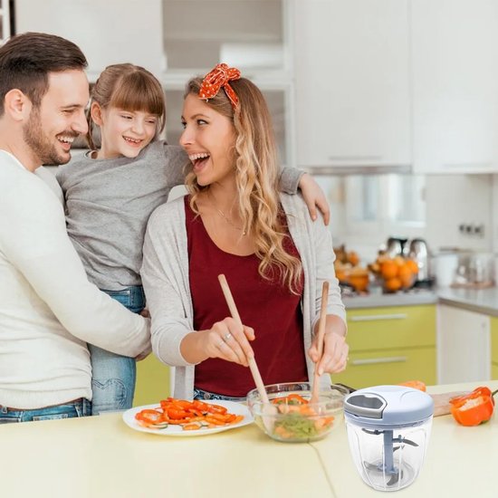 Mini Hachoir Manuel Cuisine 900 ml Met Drag Cord, Mixer 5 Lames in roestvrij staal, Oeg koppel, Hachoir Legume, Emissor (Blauw) van Emissor — afbeelding 2