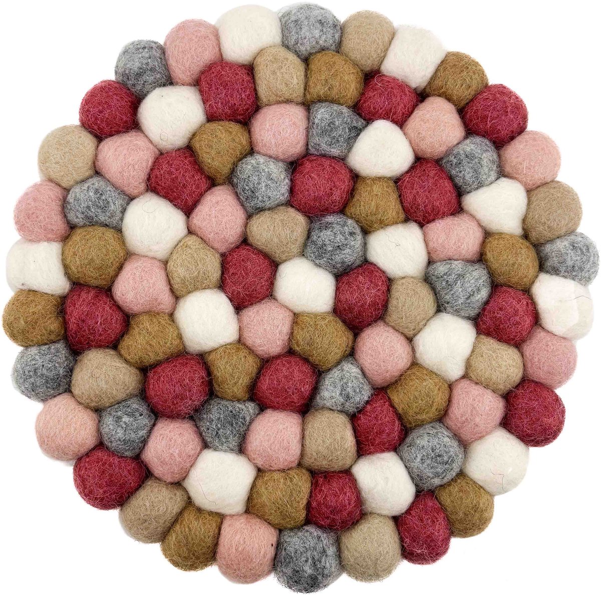 Onderzetter vilt rond roze -rozerood -grijs- beige- wit D20 cm
