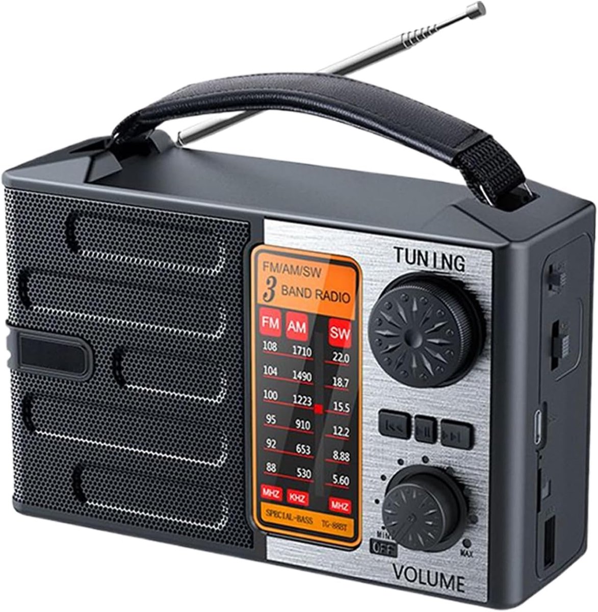 Noodradio op zonne-energie - Oplaadbare overlevingsradio met weeralarm - AM/FM/SW - USB-C en opladen via zonne-energie - Zaklamp voor noodgevallen/kamperen en stroomuitval