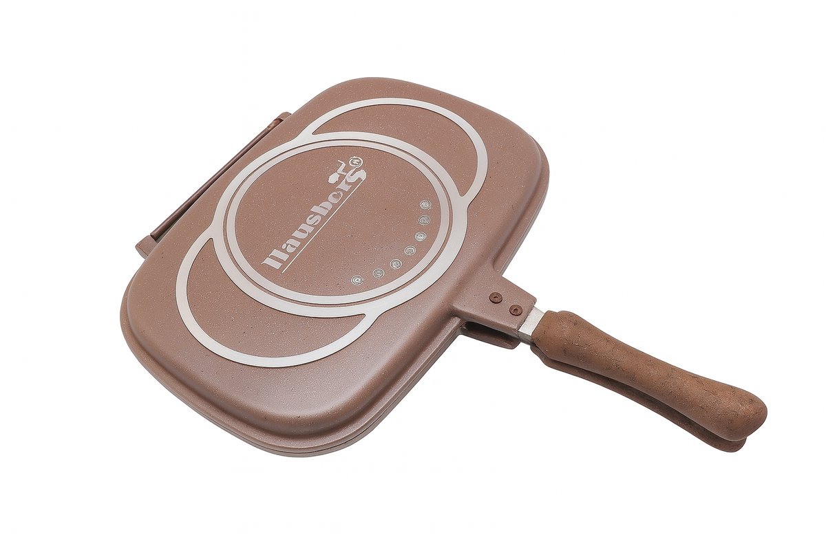 Dubbelzijdige Aluminium Koekenpan – 36×25 cm – Bakeliet Handvat met Magneet – Diepte 4,4 cm & 2,9 cm – 1,6 kg – Voor Veelzijdig & Energiezuinig Koken