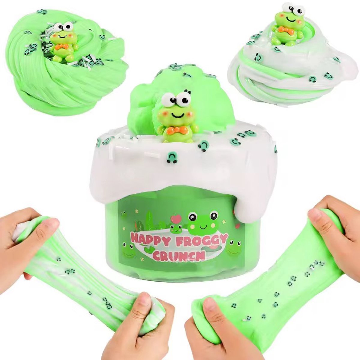 Frog Slime DIY Colored Mud Squeeze Toy- Stretchy Craft Soft Stress Relief Toys Handmade Squishy Toys- Anxiety Relief Toys for Kids
