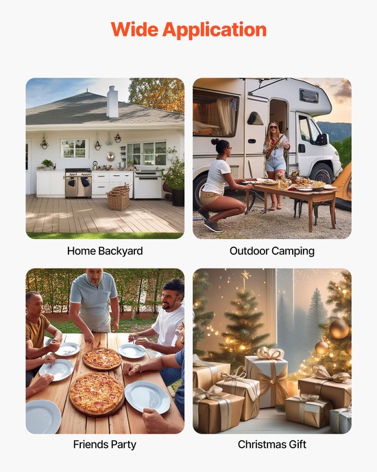 12-Inch Houtgestookte Pizzaoven voor Buiten met Thermometer, Elektrische Draaifunctie En Accessoires voor Achtertuin, Terras Of Camping van Merkloos — afbeelding 3