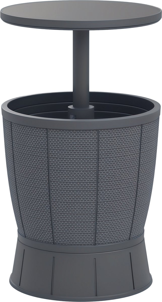 Outsunny Patio Bijzettafel Kunststof Ø49 x 58-84H cm Grijs