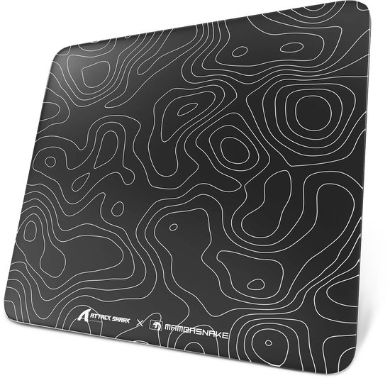 ATTACK SHARK CM05 Tempered Glass Gaming Mouse Pad - Glazen Muismat - Ultra-Smooth Surface - 9H Tempered Glass - 45*40CM - eSport Gaming Mousepad - Black Contour Line