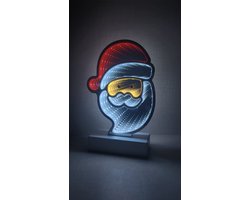 LED Kerstman Decoratie – Kerstverlichting - Spiegeleffect - Dubbelzijdig - Infinity Light - 20 cm Hoog & 15 cm Breed- Werkt op 3x AA Batterijen of USB Kabel (niet meegeleverd)