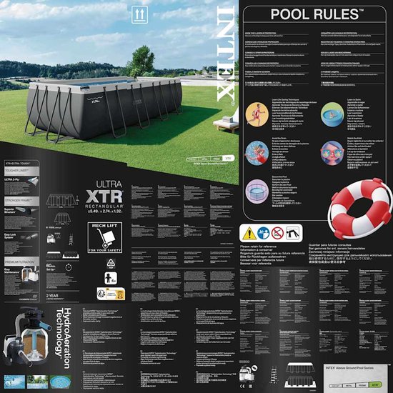 Intex Ensemble de piscine Ultra XTR Frame Rectangulaire 549x274x132 cm