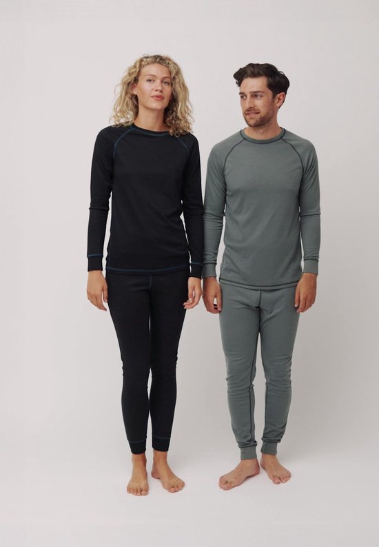 DANISH ENDURANCE Thermoset voor Dames & Heren - Gerecycelde Materialen - Thermokleding - 2 Paar - Zwart - Maat S