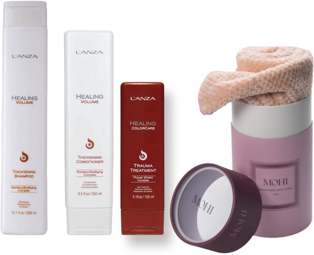 L'ANZA Healing Volume Thickening Shampoo, Conditioner & Treatment Spray Triple Set - 300+250+100ml