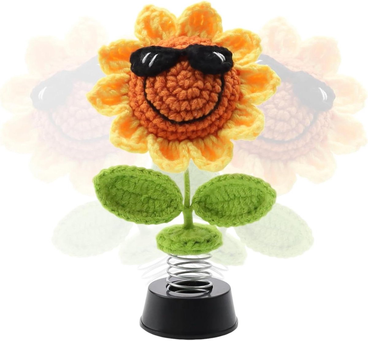 Provento - Zonnebloem autodecoratie, handgeweven wiebelkop, auto interieur decoratie, zonnebloem dashboard decoraties, geschenk decoratie.