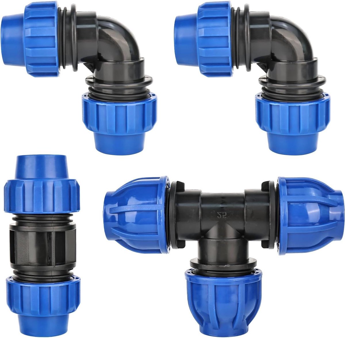 Provento - PVC Buisverbinding 25 mm - 90° Hoek, T-Stuk, Rechte Waterpijp - Set van 4 - Voor Binnen en Buiten