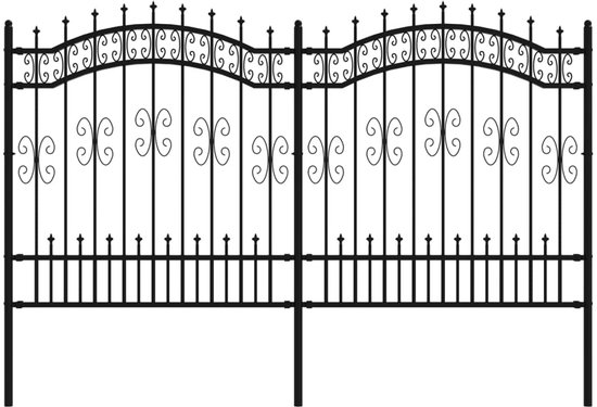 vidaXL Clôture de jardin avec piquets 165 cm Acier enduit de poudre Noir