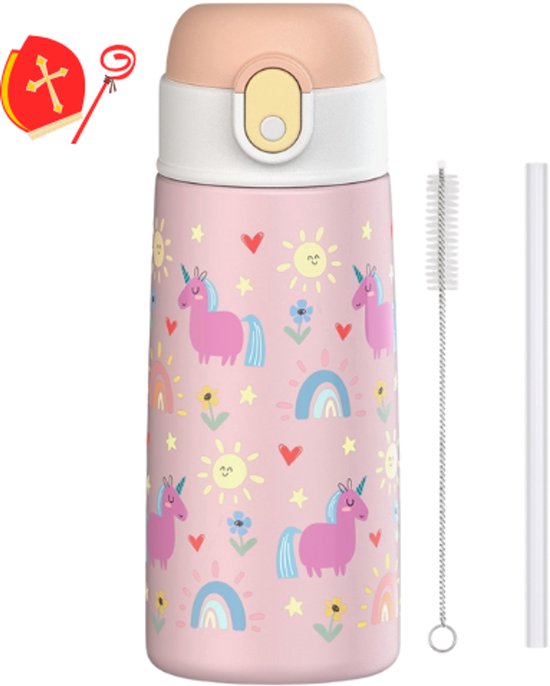 Pure Luv RVS Drinkfles met rietje