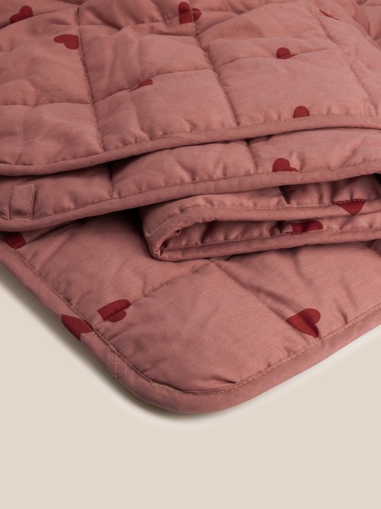 BLENKZ – Verzwaringsdeken Kind 3,5 kg – 100×150 cm – Kinderformaat – Voor kinderen van ±4–8 jaar – Hartjes Roze Rood – Zwaartedeken