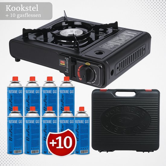 Draagbaar Gasfornuis - Camping Kookstel - Gas Stove - Gasfornuis - Kooktoestel - Outdoor - Op Reis - 10 gasflessen