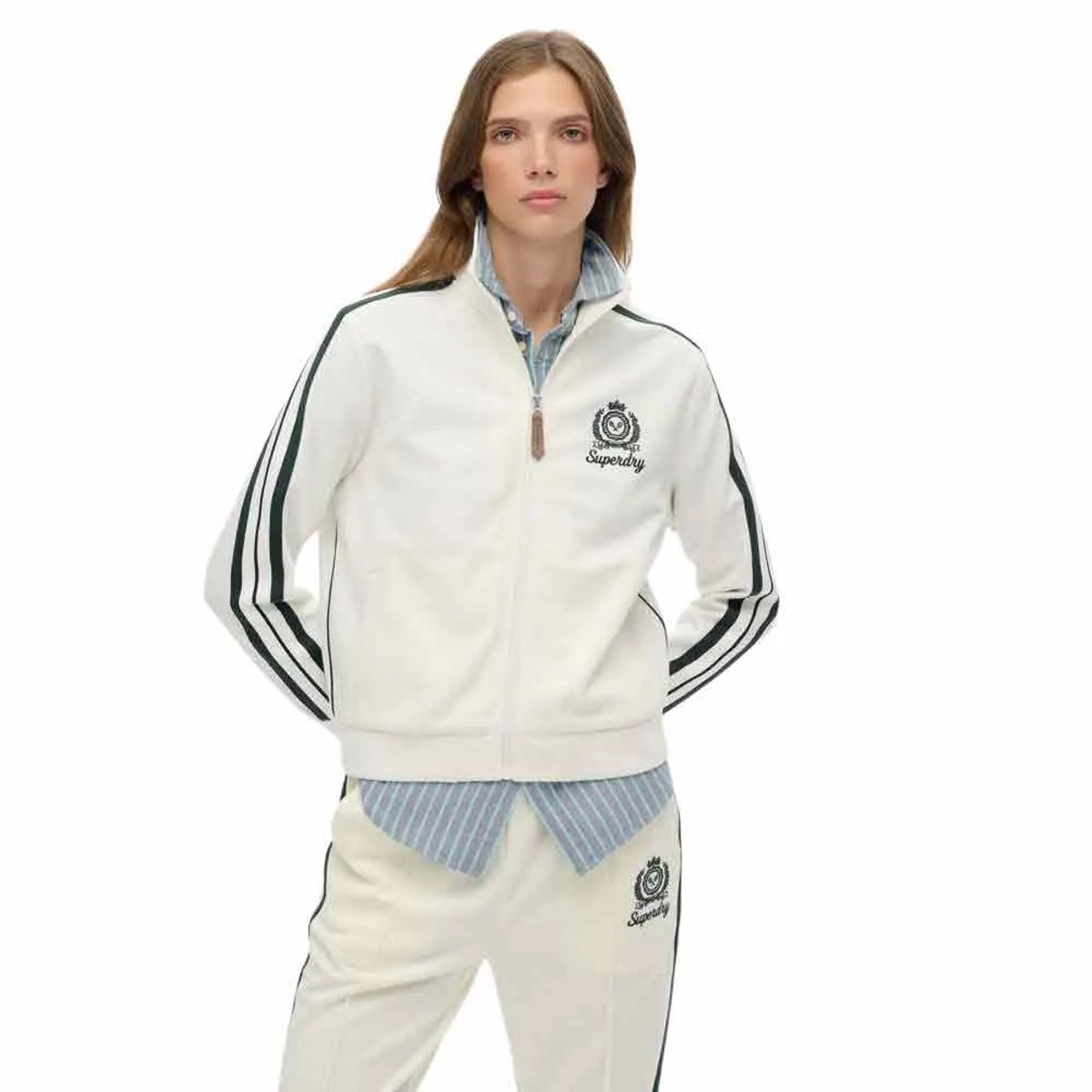 Superdry Country Club trainingsvest Dames Truien Creme