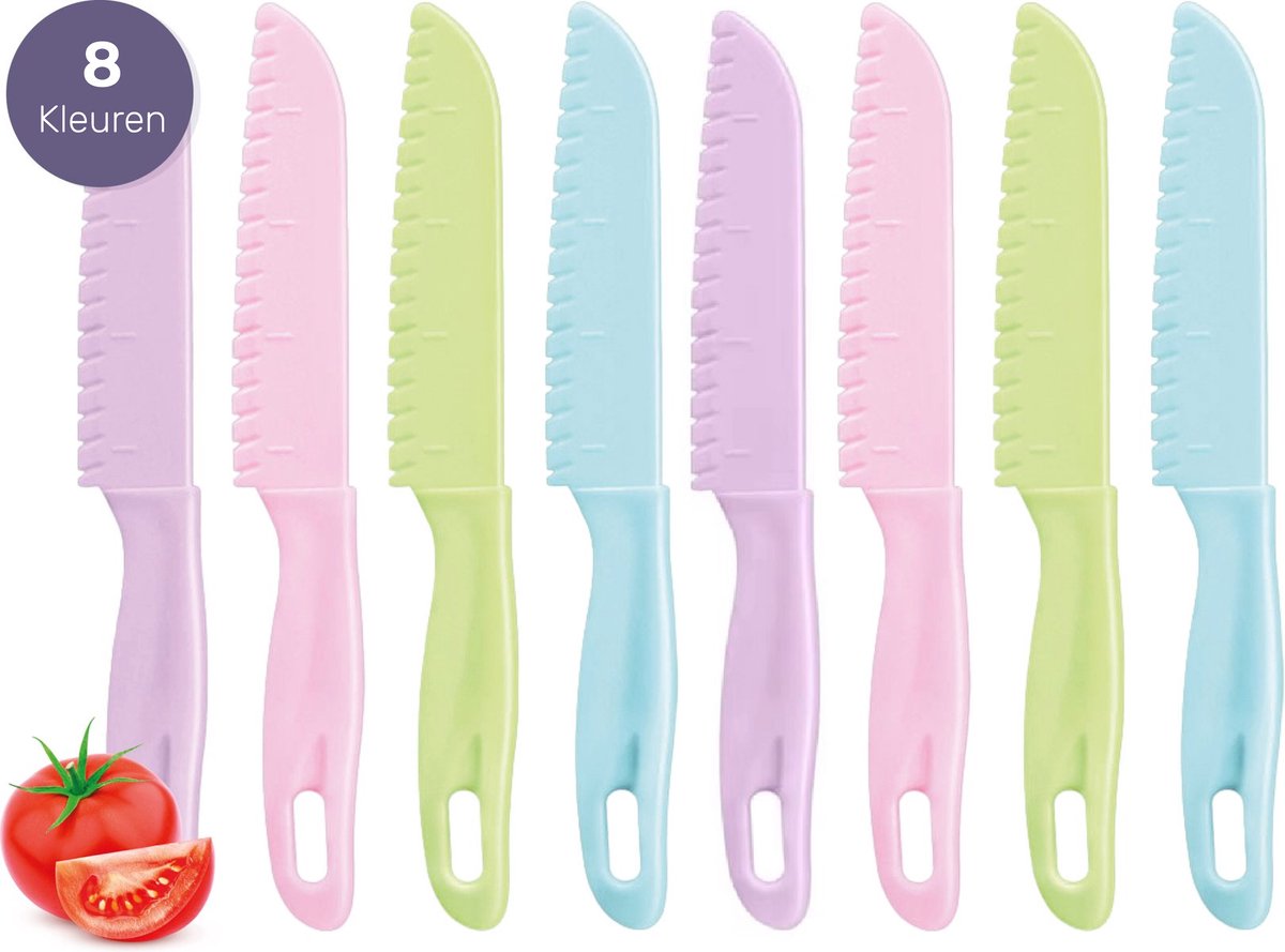 Bol.com Kindermessen set - 8 Delig - Montessori mes - Koken kinderen - Zelfstandig koken - Kindvriendelijk materiaal - Qwali aanbieding