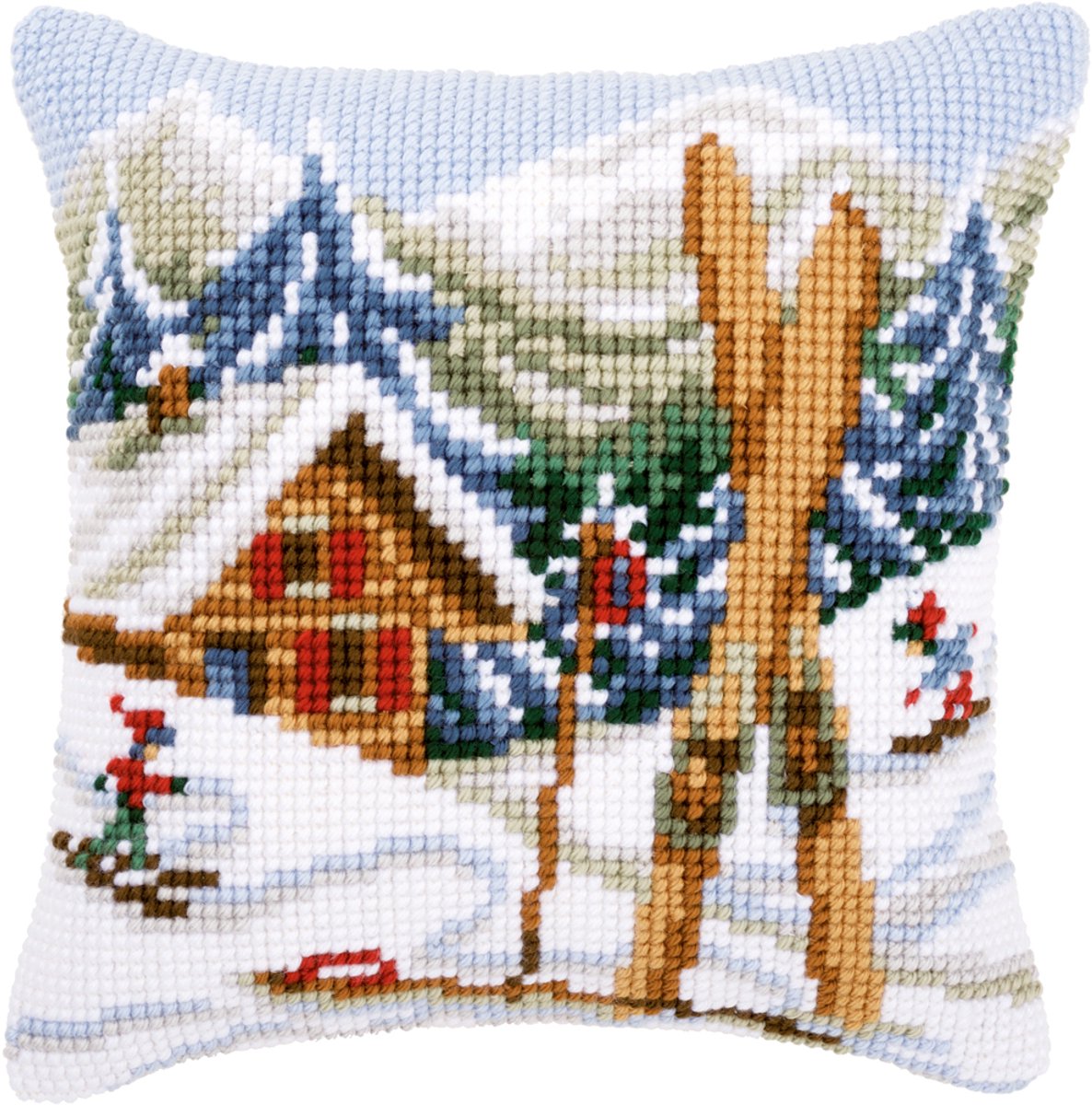 Vervaco - Kruissteekkussen kit - Sneeuwplezier - PN-0021868 - Borduren - Borduurpakket - Borduurpakket volwassenen - Borduurpakket kind
