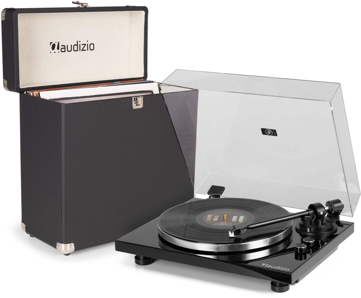 Premium platenspeler met platenkoffer - Audizio Toledo - HiFi Platenspeler Bluetooth - Zwart