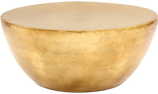 vidaXL Table basse 70x30 cm aluminium martelé couleur laiton
