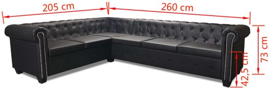 vidaXL Canapé d'angle Chesterfield 6 places cuir artificiel noir
