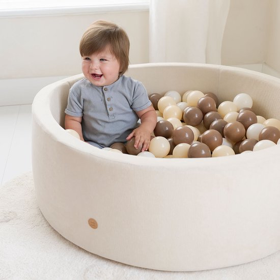 Petite Amélie Ballenbak Rond - 90x30 cm- Ballenbad incl. 200 ballen - Beige corduroy — afbeelding 5