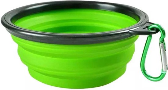 Siliconen reisdrinkbak inklapbaar – hond – groen – 450ml
