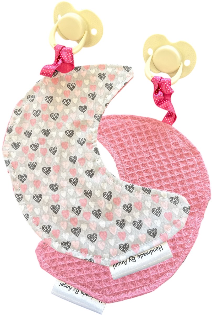 Speendoekje maan roze hartjes