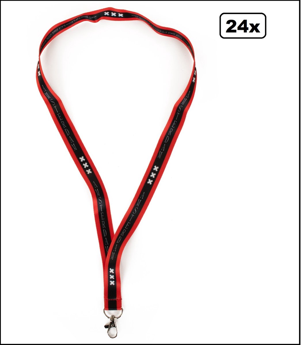 24x Amsterdam keycord/lanyard - hoofdstad festival 020 thema feest ajax vlag stad steden