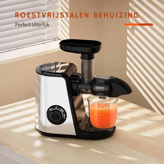 Slow Juicer - 150W Stille Motor - RVS Design - Eenvoudig te Reinigen — afbeelding 4