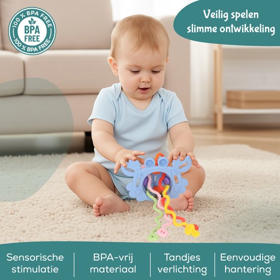 Rooly Bijtketting - Baby Speelgoed - Speelgoed 0 t/m 1 Jaar - Montessori Speelgoed - Bijtring - Sensorisch Speelgoed - Educatief Speelgoed - BPA Vrij van Rooly — afbeelding 5