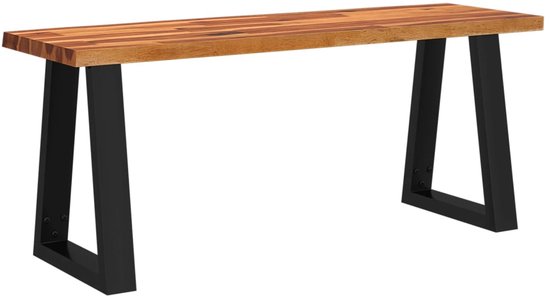 vidaXL Banc 110 cm Banc en bois d'acacia massif - Banc en bois d'acacia - Banc Vintage - Banc industriel - Banc moderne - Banc d'intérieur - Banc de terrasse
