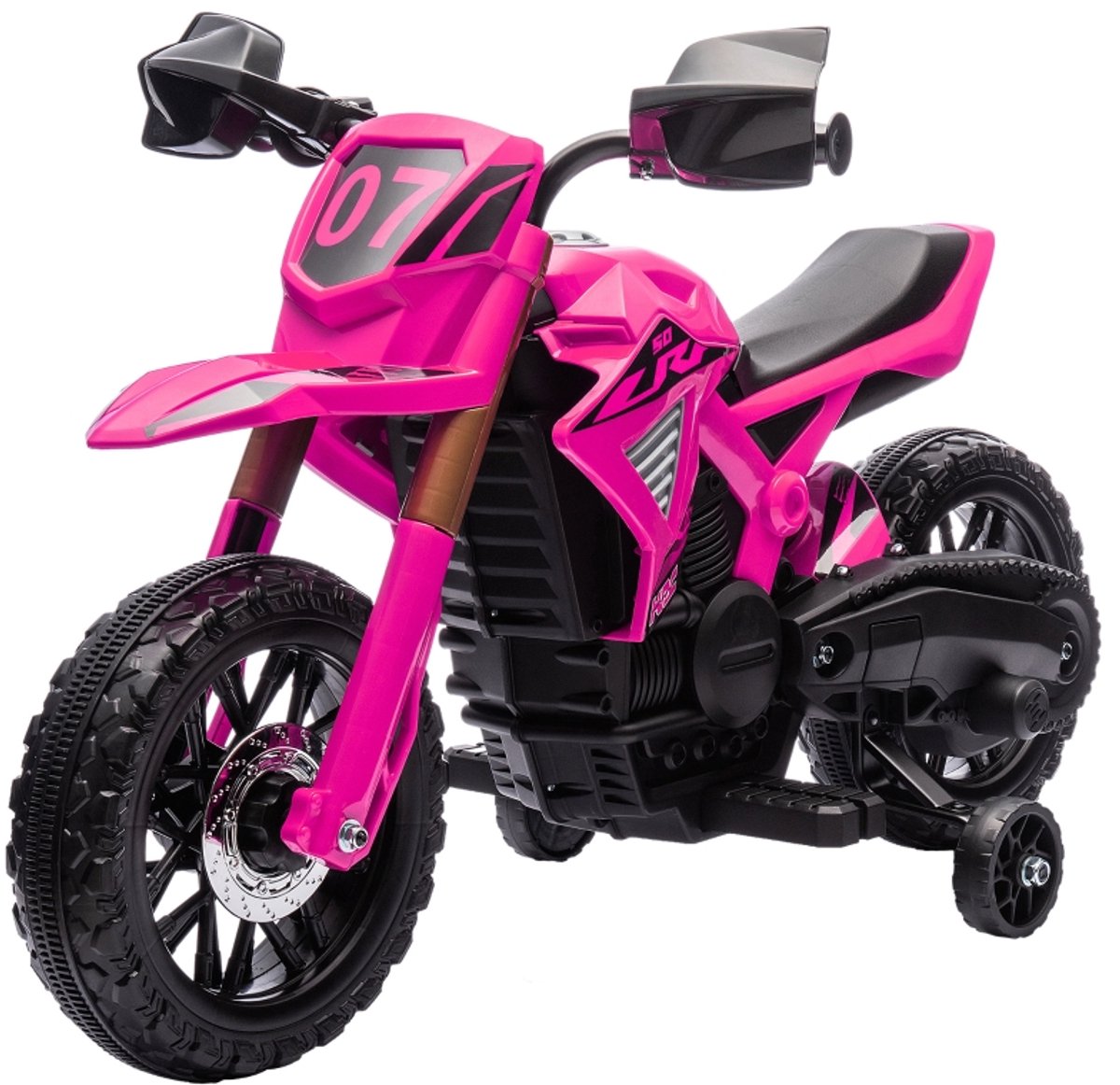 Elektrisch Motorfiets voor Kinderen, Met Stabilisatiewielen, Realistische Toeter en Geluiden, Veilige Snelheid 3 km/h, Roze Design, Perfect voor 3-8 Jaar