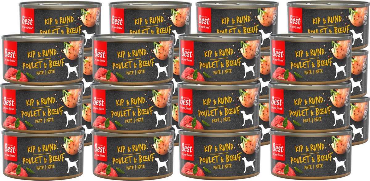 Rosewood Best For Your Friend - Honden Natvoer - Kip & Rund - Gestoomde Maaltijd - 24 blikjes x 95 g