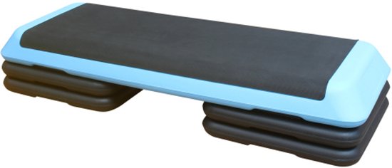 Fitness Step 110×40,64×10-20,3cm Trainings Step Blauw Plastic Instelbare Hoogte Met 4 Verhogingsblokken Cardio En Krachttraining Thuis Gym Algemeen Gebruik