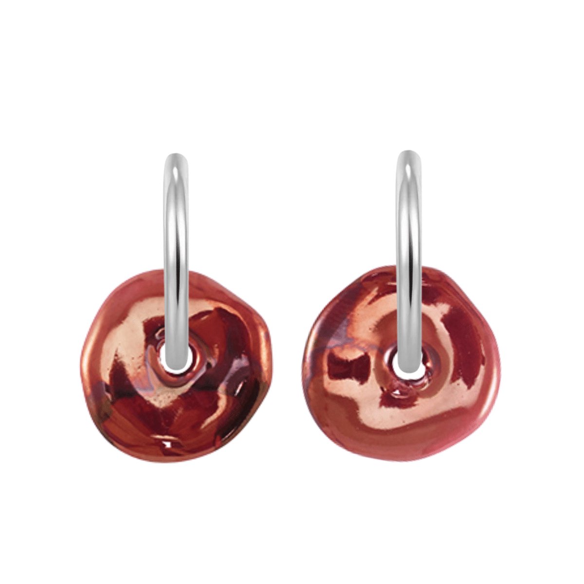 Planet Pink - Hoop oorbellen red mamba zilver - Stainless Steel - Roestvrij Staal rvs - Waterproof