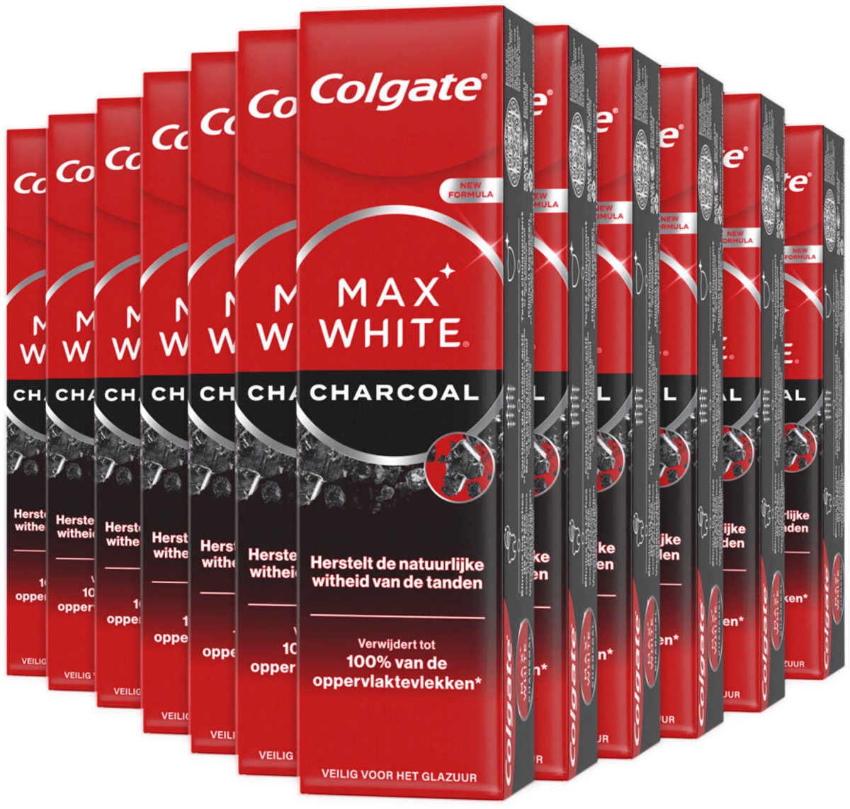 12x Colgate Tandpasta Max White Active Charcoal 75 ml